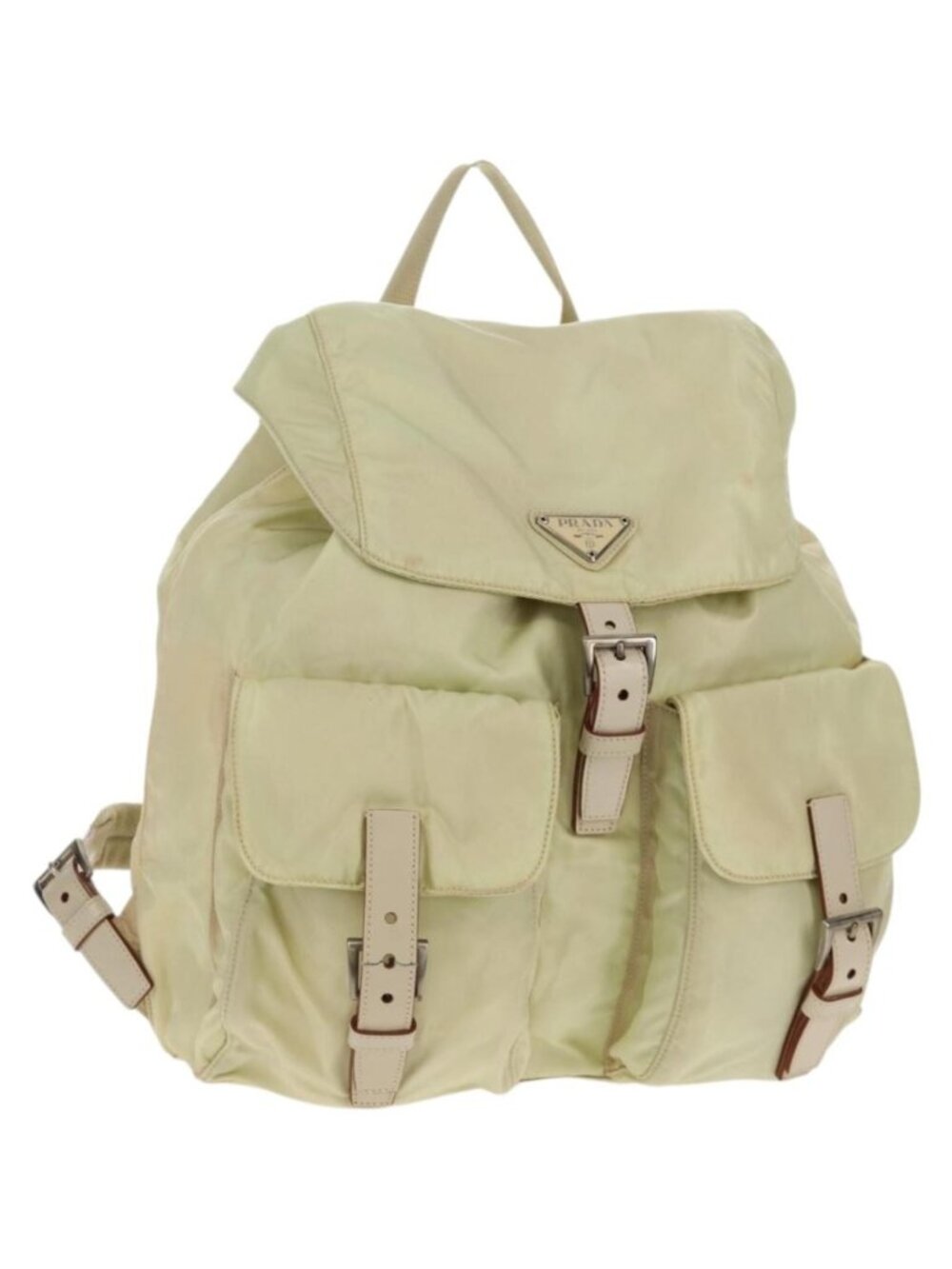 PRADA Backpack Nylon Beige Silver